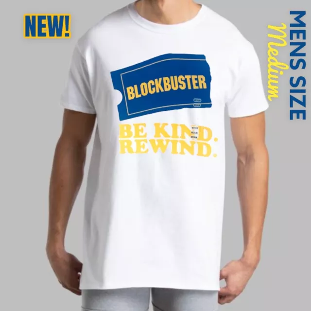 Retro Style BLOCKBUSTER VIDEO Be Kind Rewind T-Shirt! Size Medium! NEW! NWT!