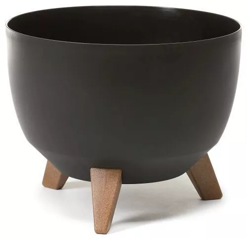 Large Black Bowl Planter Plant Pot Cover Stand Legs Indoor Outdoor Garden