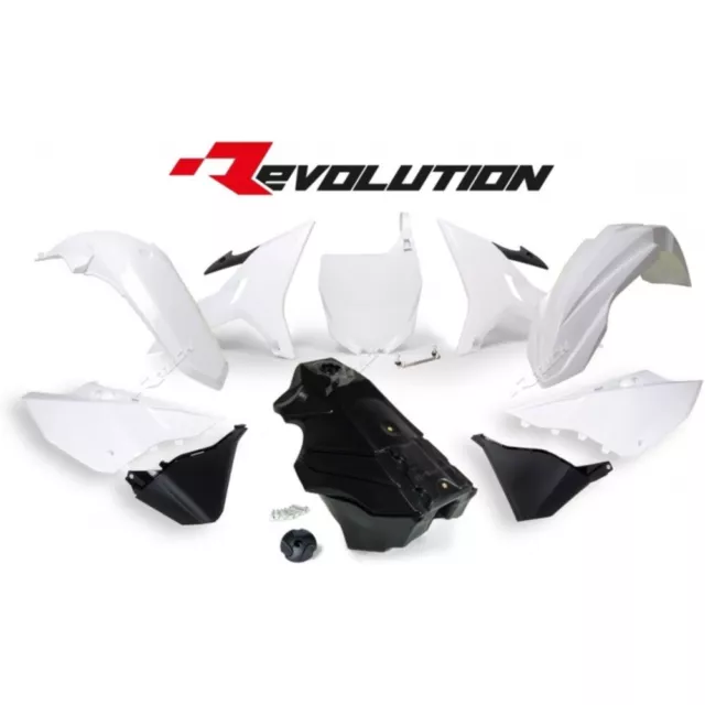 Kunststoff-Kit RACETECH Revolution + Tank Farbe weiß/schwarz Yam. YZ125/250 YZ