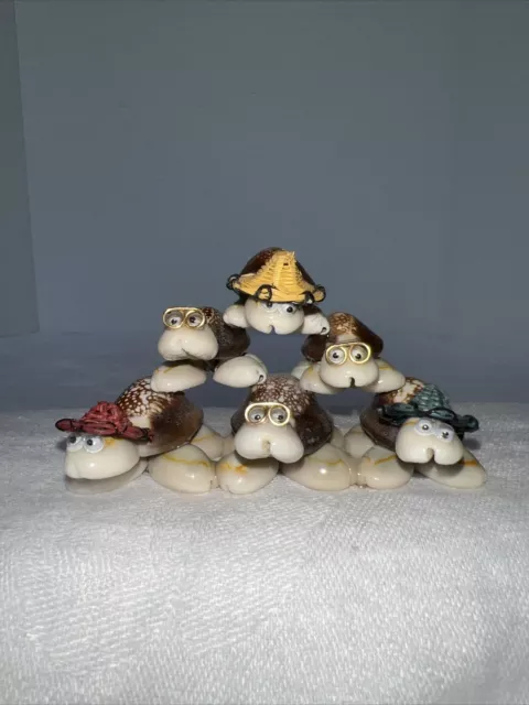 Stacked Turtles Seashell Hats  Figurine Beach souvenir