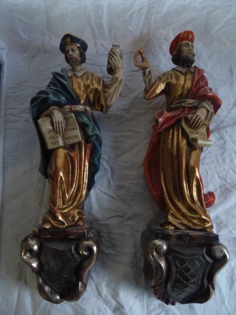 2 geschnitzte Figuren - Schutzheilige - Patrone Ärzte - Bergmann Oberammergau