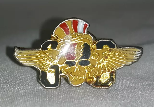 Grateful Dead Pin Rick Griffin Skeleton Skull & Top Hat Wings VINTAGE 1980's