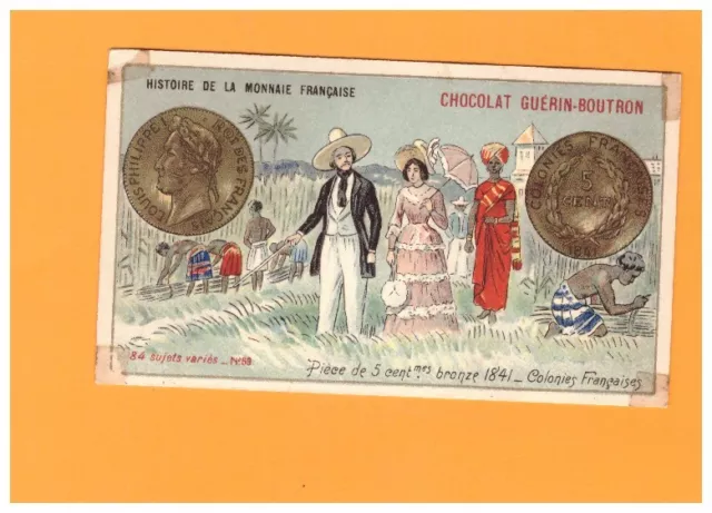 IMAGE CHOCOLAT GUERIN BOUTRON / MONNAIE de 1841 / COLONIES FRANCAISES
