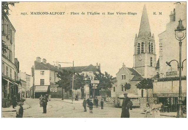 94.MAISONS ALFORT.n°17746.PLACE DE L'EGLISE ET RUE VICTOR HUGO