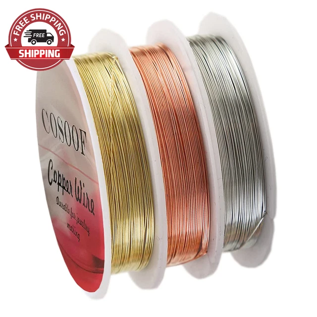 Wire for Jewelry Making, 22 Gauge Copper Jewelry Beading Wire 3Rolls 12Feetroll