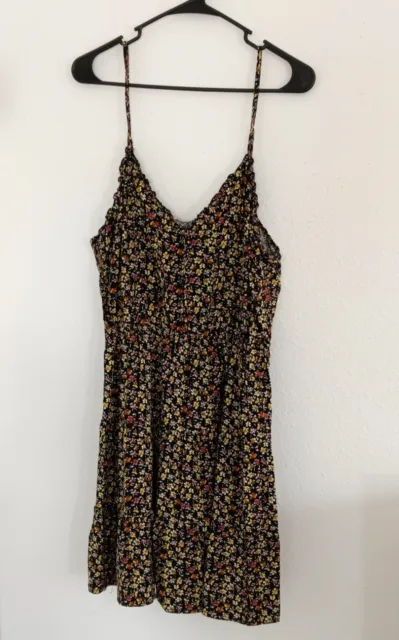 Mimi Chica Black Floral Spaghetti Strap 100% Rayon Summer Dress Size 2X