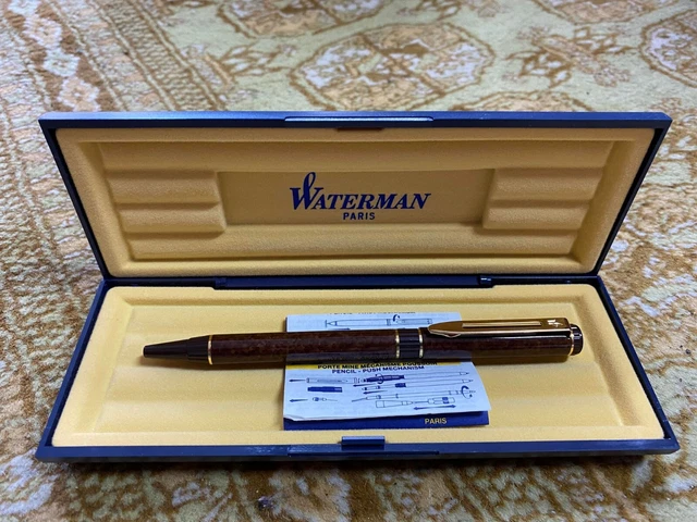 STYLO PORTE-MINES WATERMAN GENTLEMAN - Laque Bleu Royal & Or 18k, Occasion De Collection