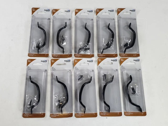 Case Of 10 National Hardware V200 N117-663 Black Steel Door Pulls 4-3/4 In