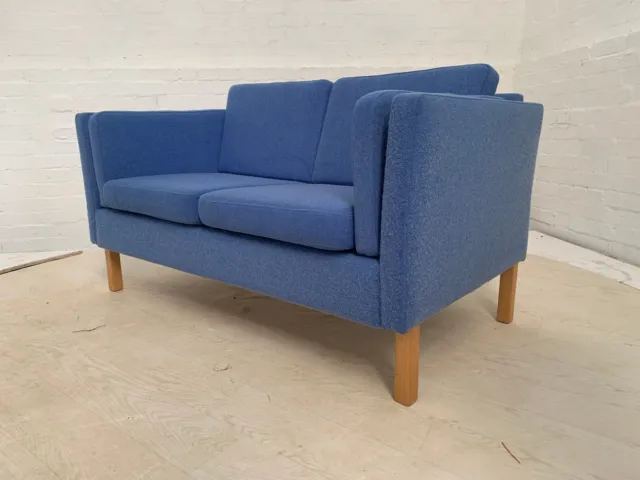 EB3014 Danish Blue Wool Two Seater Sofa Mid-Century Modern Lounge Settee M2SS