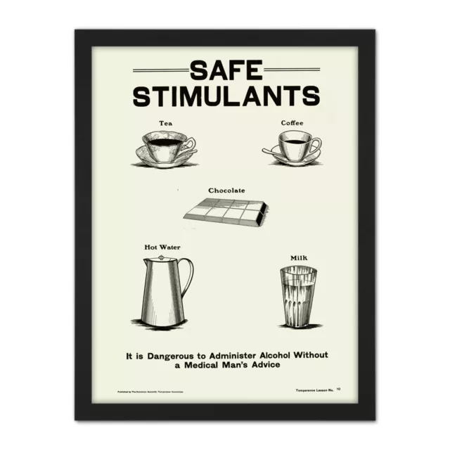 Temperance Prohibition Alcohol Safe Stimulants Framed Wall Art Print 18X24 In