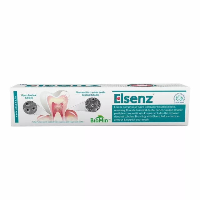 Pasta dental con flúor anticavidad Elsenz (1x 70 gm) esmalte reparación caries dental vegana 2