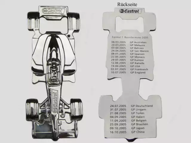 Seltener Werbe-Flaschenöffner "BP GASTROL GP1 FORMEL1 RENNEN" Werbung