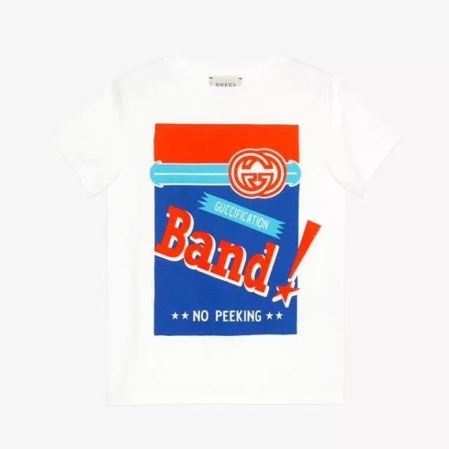 T-shirt stampa nastro Gucci bambini - bianco
