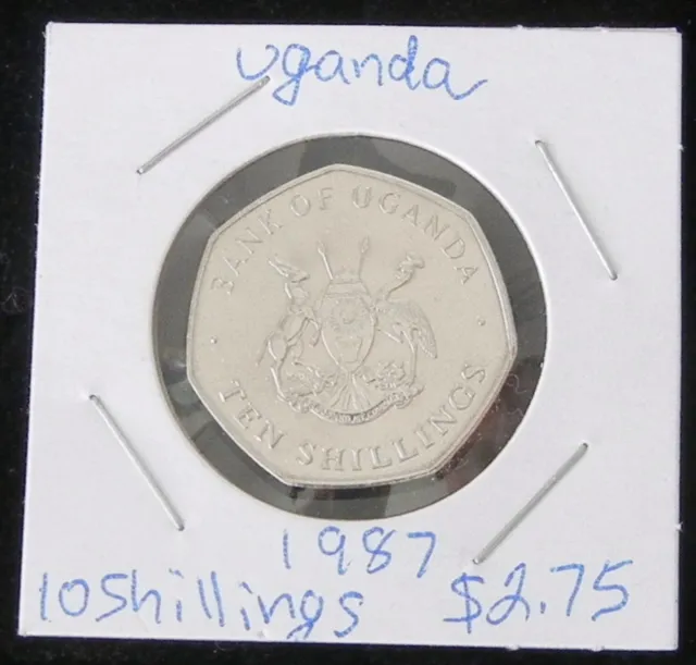 Beautiful Uganda Two Coin Set ~ 2 Brilliant Uncirculated 1987 10 Shillings Coins