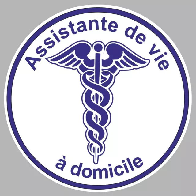 ASSISTANTE DE VIE A Domicile Caducee 9Cm Autocollants Sticker