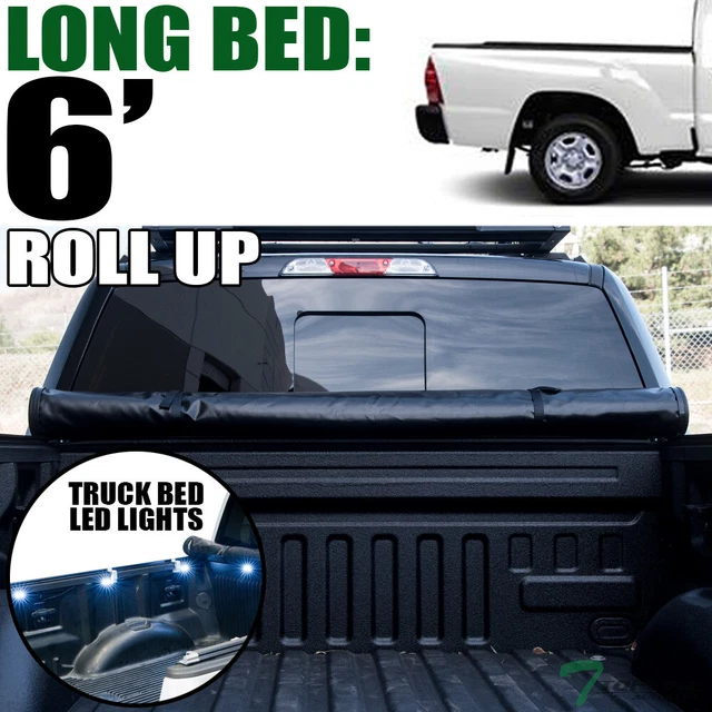 Topline For 2005-2015 Toyota Tacoma 6' Bed Lock & Roll Tonneau Cover+LED Lights