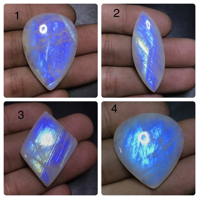 Supreme ! Natural Rainbow Moonstone Fire Cabochon  Loose Top Gemstone  AAA+ 1