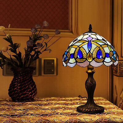 Lampada da tavolo Tiffany stile diamante fatta a mano 10 pollici vetro colorato per camera Regno Unito