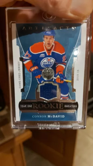 2016-17 CONNOR MCDAVID UD ARTIFACTS YEAR 1 GW ROOKIE SWEATER #RS-CM BGS 9.5