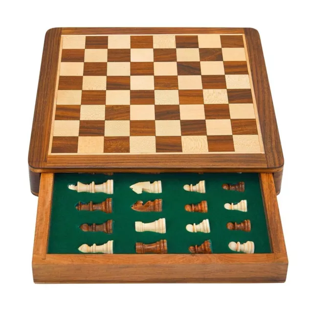 25.4cmX25.4cm IN Legno Magnetica Scacchi Set Con Cassetti & Storage Rosewood