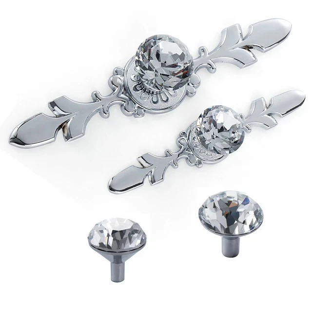 Furniture Glass Drawer Crystal Cabinet Handles Wardrobe Pulls Closet Door Knobs