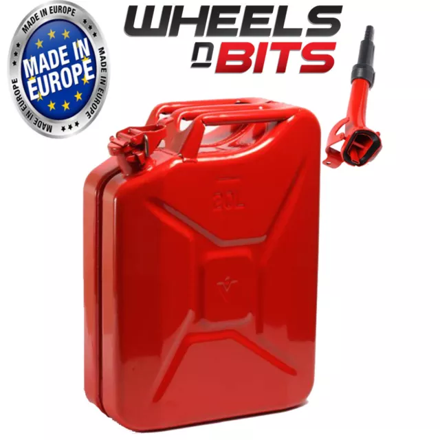 20L Litre Red Jerry Military Can Fuel Petrol Diesel Red Blue Green With Spout