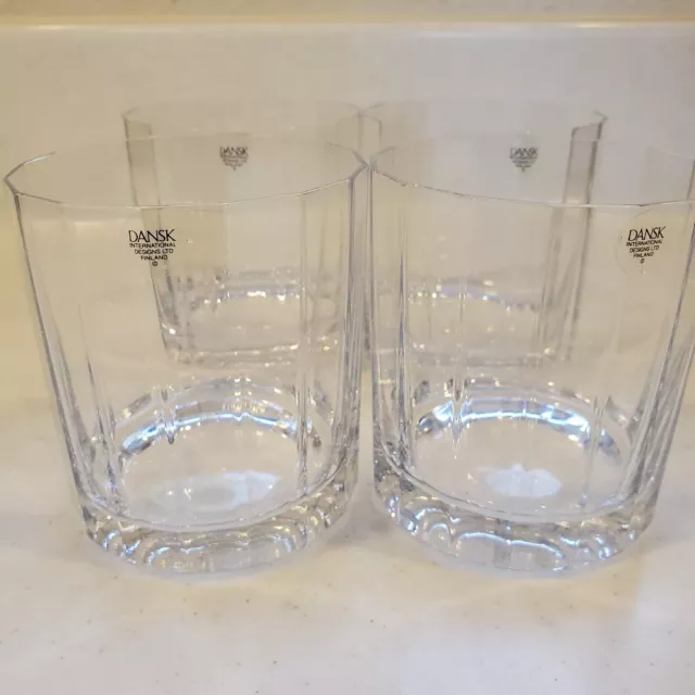 DANSK Crystal Jens QUISTGAARD Round FACETTE 4 Double Old Fashion Whiskey MCM