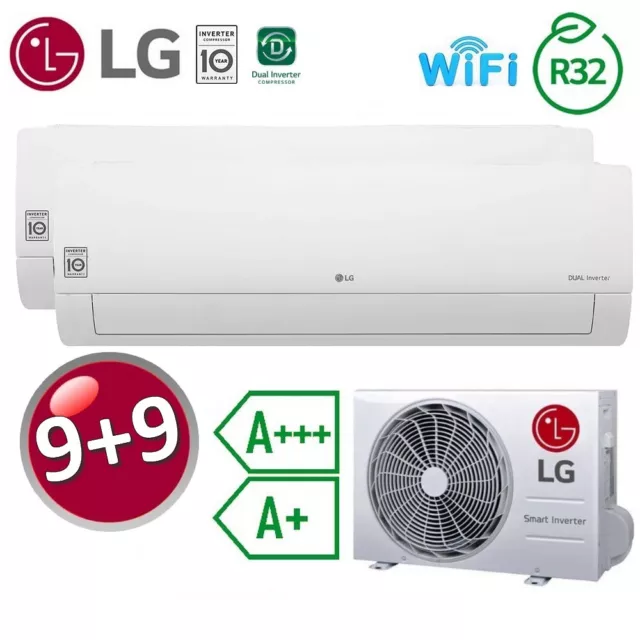 3S Climatiseur 9000+9000 Dual Split Lg Libero Smart Wifi Thinq Dualcool A+++/A+ 2