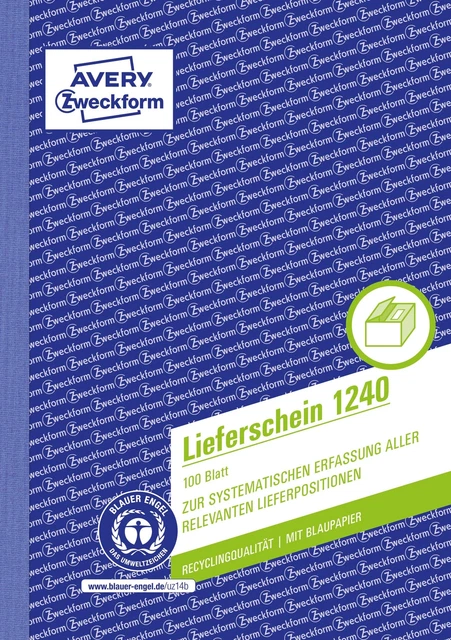 Avery Zweckform 1240 Punched Lieferschein, DIN A5, 100 Blatt, weiß