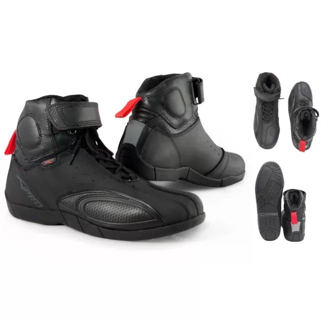 Scarpa Stivale Motociclismo Calzatura Sportiva Moto Pelle Nero A-Pro