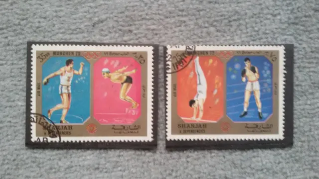 2 Stück Briefmarken Olympia 1972 gestempelt (Sharjah)