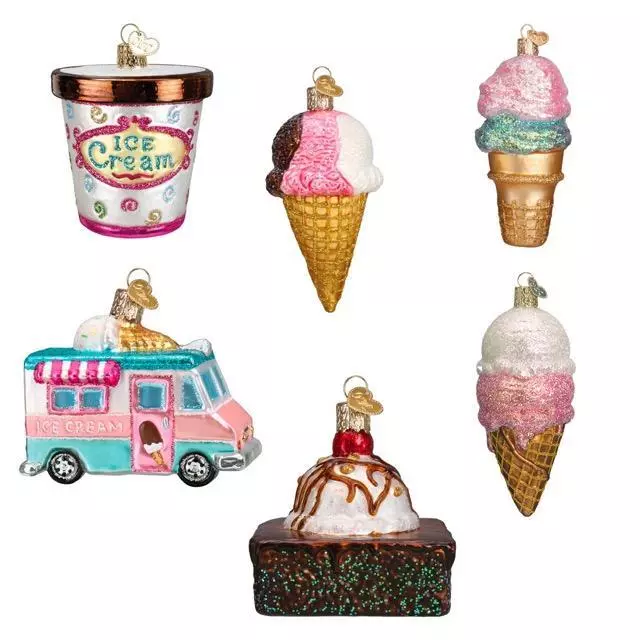 Old World Christmas Ice Cream Hanging Ornaments, Set of 6 OWC-ICECREAM