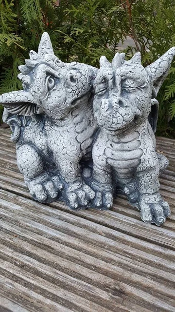 STEINFIGUR DRACHEN DRACHE Garten Deko Steinguss gartenfigur Figur groß