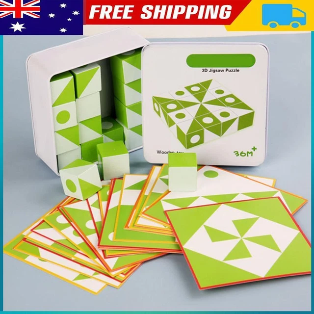 3D Geometry Puzzles Building Block Wooden Logical Thinking Early Education Toys