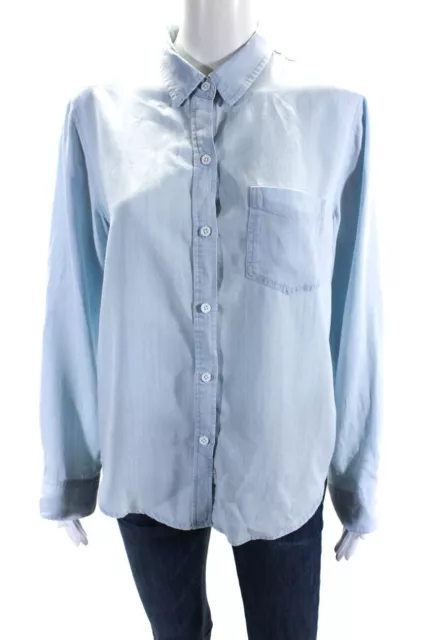 Rails Womens Chambray Button Down Ingrid Blouse Light Vintage Blue Size Small