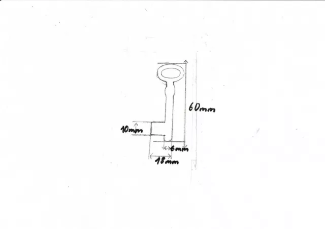 Schlüßel,Schlüssel Rohling männchen 60 mm mit Stift Eisen,Kastenschloss,top! 2