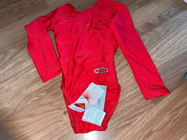 Body Dancewear/Ginnastica Bambina 7-8 Anni Rosso Maniche Lunghe (Nuovo Con Etichette)