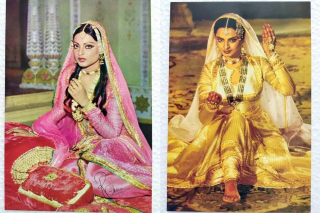 Lote de 2 tarjetas postales de la actriz y actor de Bollywood Rekha Postal...