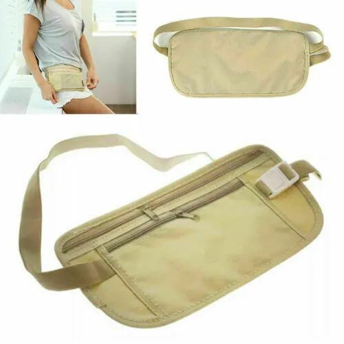 Waist Belt Bag Travel Pouch For Hidden ID Passport Security Money Compact Safety