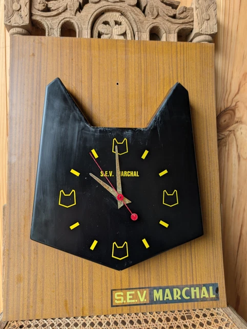 Horloge Murale Vintage Chat Sev Marchal - Pour Pièces Ou Décoration (ne Fonctionne Pas)