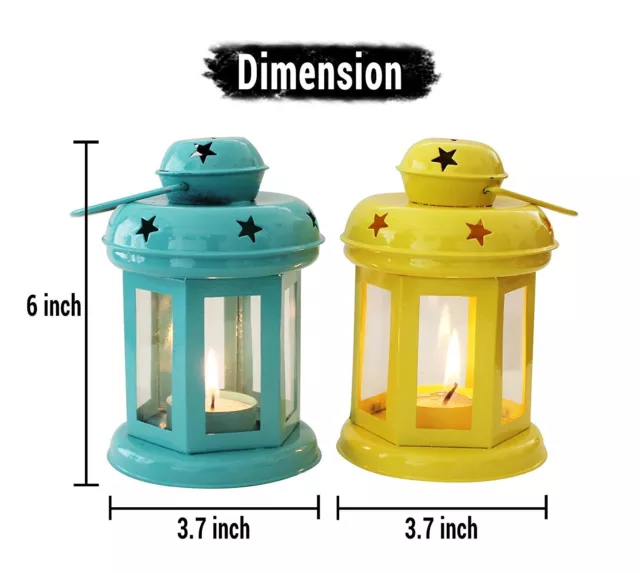 Conjunto De 2 Decorativo Hierro Farol Colgante Vela Soporte Para Casa Decoración 2