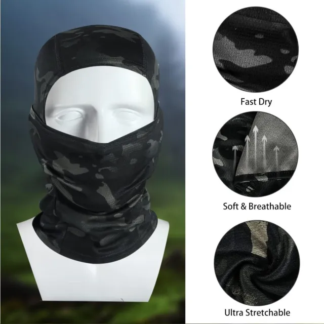CAMO FULL FACE Mask Balaclava UV Protection Ski Sun Hood Tactical ...