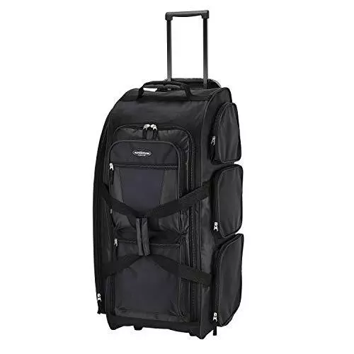 Travelers Club Xpedition 30 Inch Multi-Pocket Upright Rolling Duffel Bag, Black,