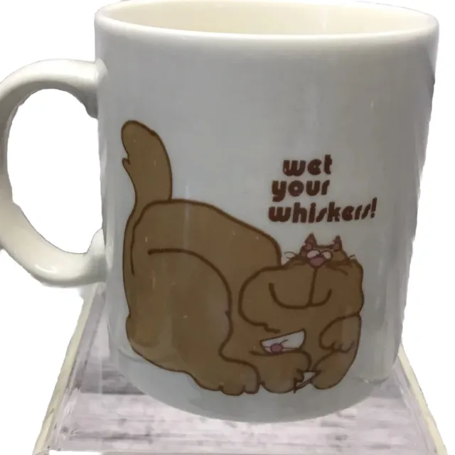 Vtg Otagiri Japan Wet Your Whiskers Coffee Tea  Cup Mug Cat Kitten Office Humor