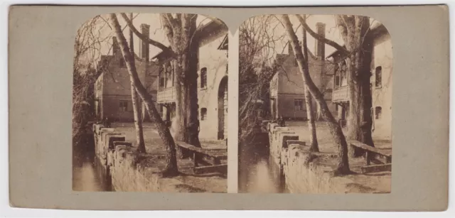 Warwickshire stereoview-The Mill, Guy’s Cliffe, Warwick