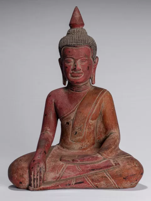 Ancien Khmer Style Se Asie Assis Bois Enlightenment Statue de Bouddha - 46cm/18