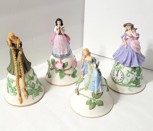 Franklin Mint 4 Disney Princess Bells Cinderella Snow White Sleep Beauty Rapenzl