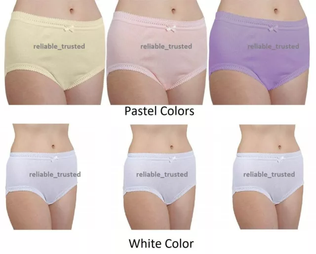 3/6/12 PACK LADIES Cotton Ribbed Full Briefs in White,Black,Pastel