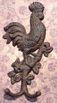 Rustic Cast Iron Rooster Wall Hook Towell Rack Hanger