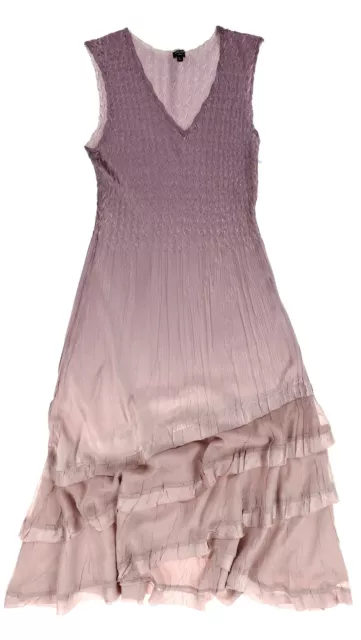 KOMAROV 141716 Womens Sleeveless Tiered Hem Ombre Pink A-Line Dress Size Large 3